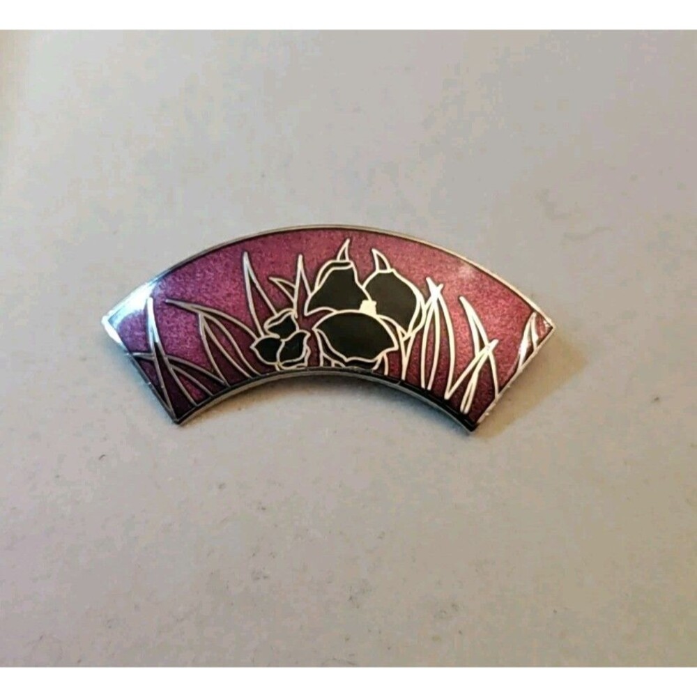 Isle Of Sky Black Iris Cloisonne Enamel Brooch